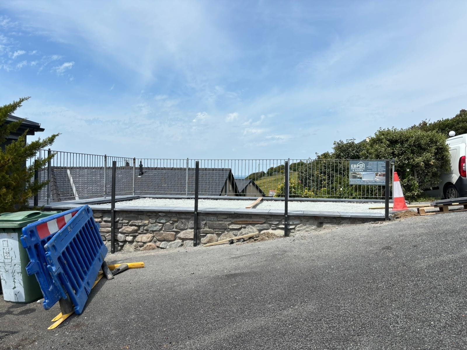 Completed natural stone retaining wall Caernarfon