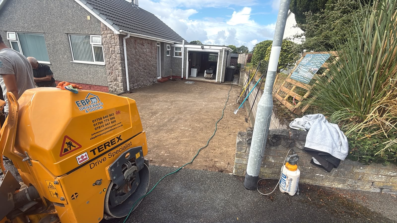 Driveway prepared before tarmac surfacing in Abersoch