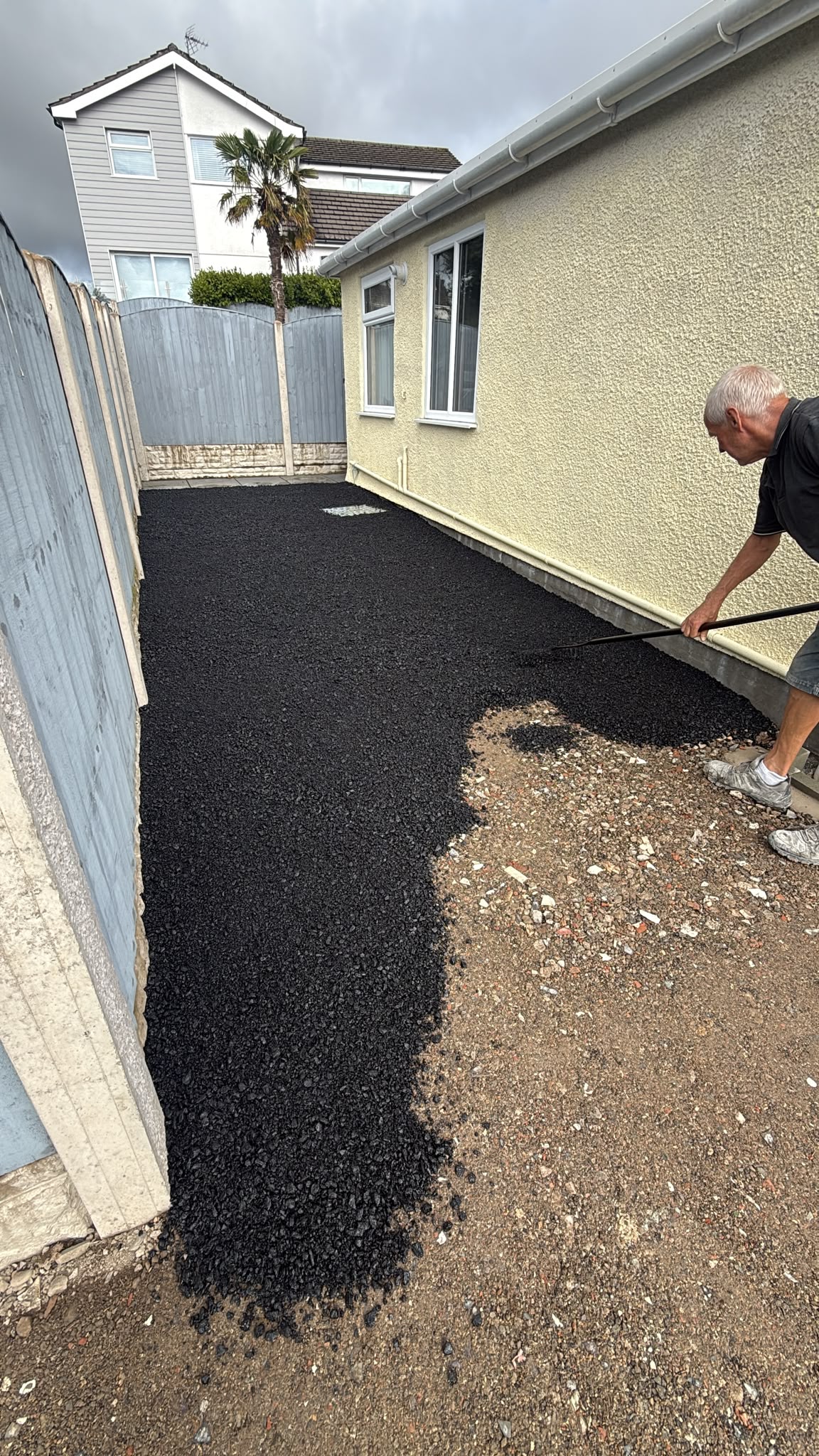 Tarmac being hand laid on driveway in Abersoch